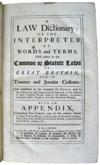 COWELL, JOHN. A Law Dictionary.  1727